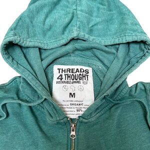 Threads 4 Thought Women's Green Blue Hoodie Size Medium Full‎ Zip